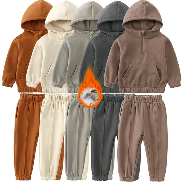 Autumn and Winter Children's Leisure Sports Hooded Sweater Set Wholesale Kids Clothing