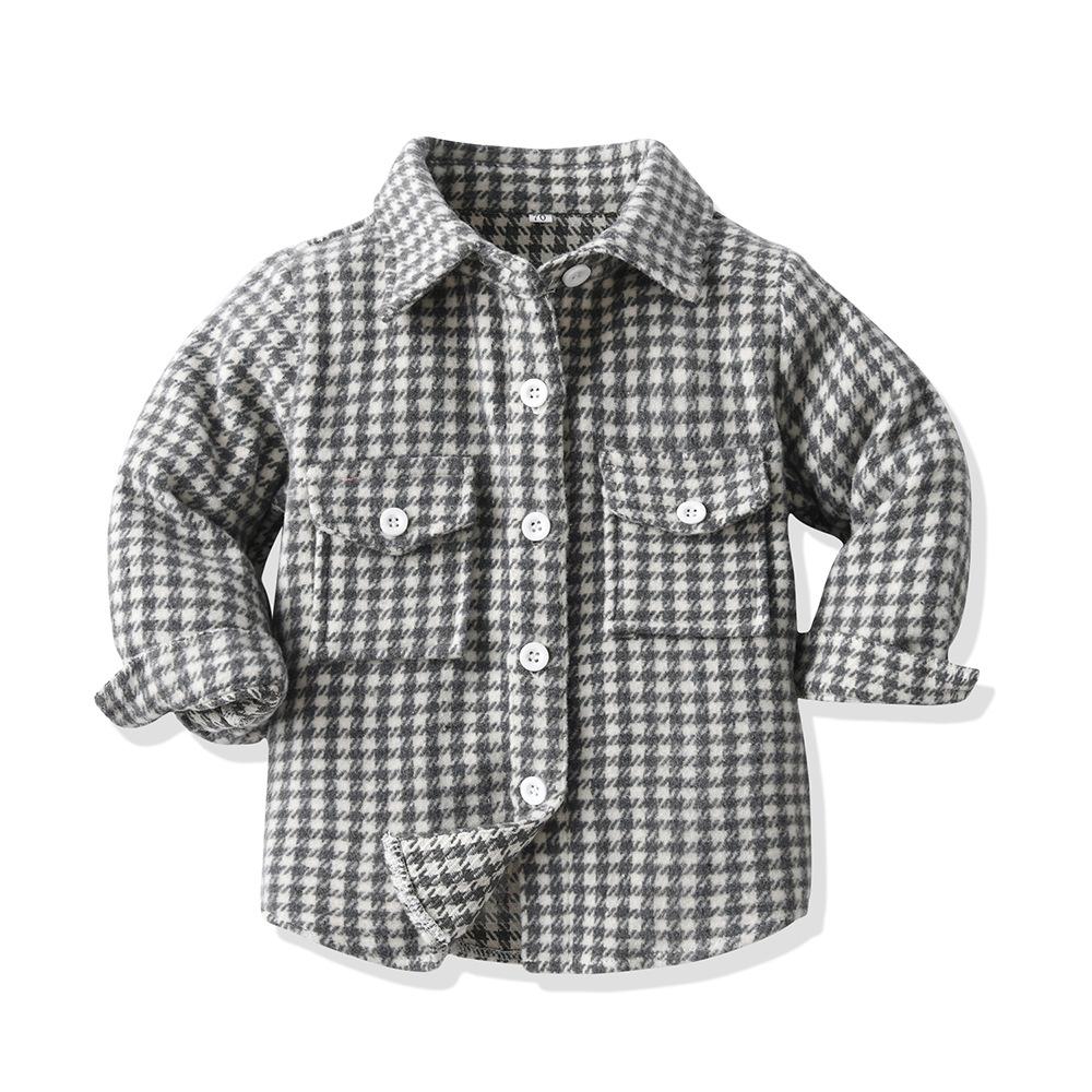 Spring and autumn children's long sleeved plaid shirt Wholesale Kids Clothing