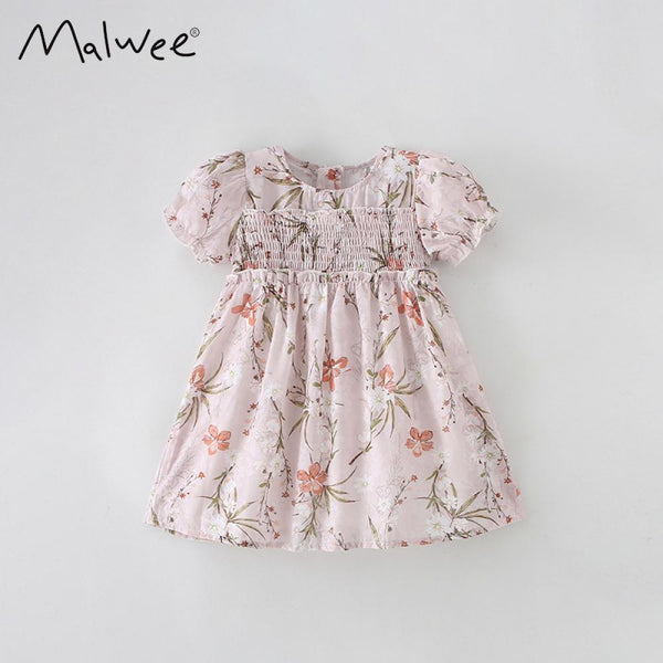 Girls in summer dress new small and small children's foreign gas round neck short -sleeved children's dress skirt Wholesale Kids Clothing