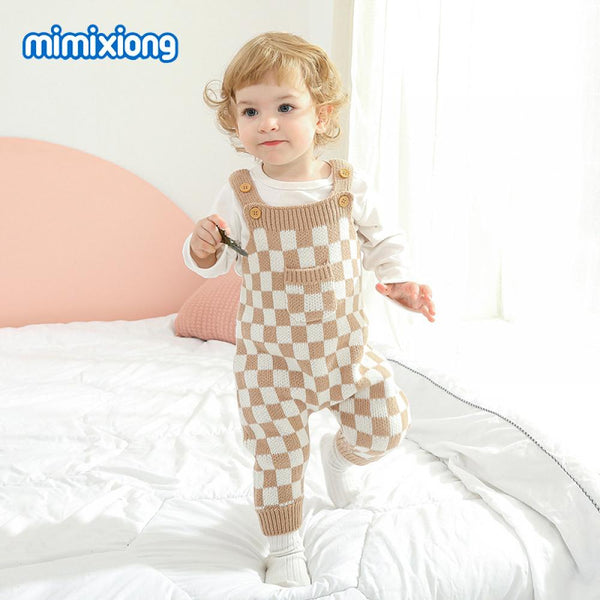 INS Spring and Autumn Infant Checkerboard Bodysuit Baby Wholesale Clothes