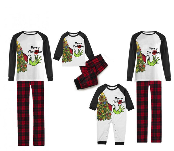 Christmas Parent Child Pajama Set Christmas Tree Print Long Sleeve Homewear Mommy And Me Outfits Wholesale