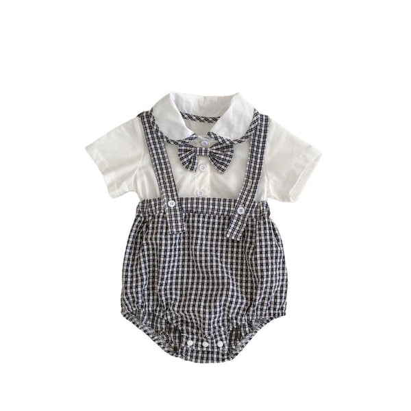 INS Summer Baby Short Sleeved Plaid Triangle Romper Baby Wholesale Clothes