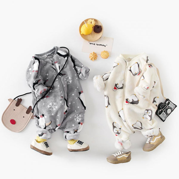 Winter baby warm penguin cartoon jumpsuit Wholesale Baby Clothing