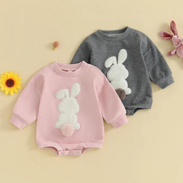 Newborn baby Easter jumpsuit rabbit embroidered round neck long sleeved jumpsuit Baby Wholesale Clothes