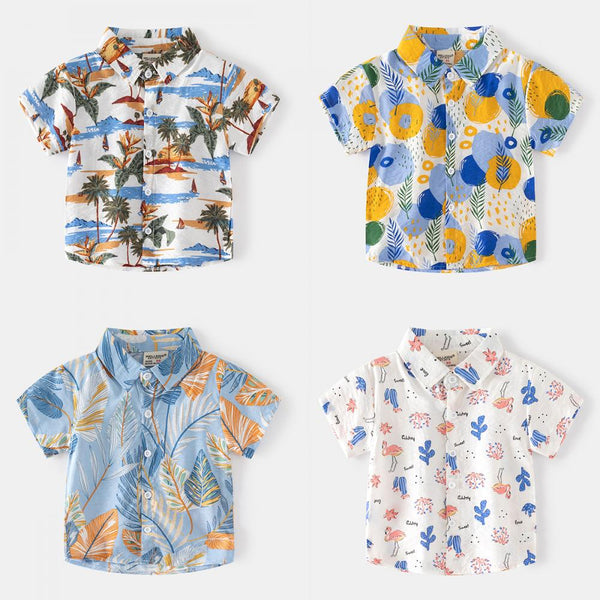 Summer Boys' Short Sleeve Fashion Pattern Shirt Wholesale Kids Clothing