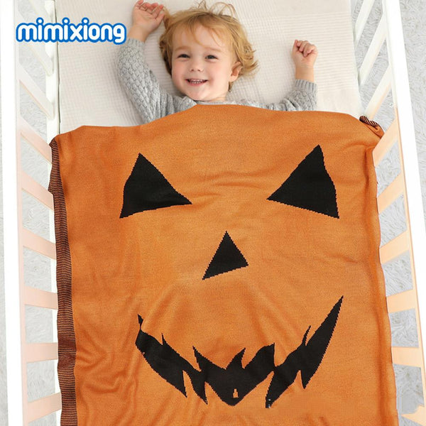 INS Halloween Cute Pattern Jacquard Infant Knitted Cover Blanket Wholesale Baby Blankets