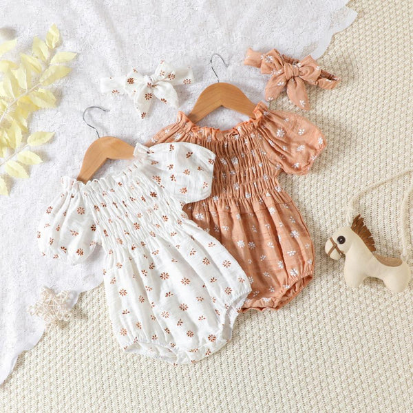 Summer baby print romper with headband Baby Wholesale Clothes