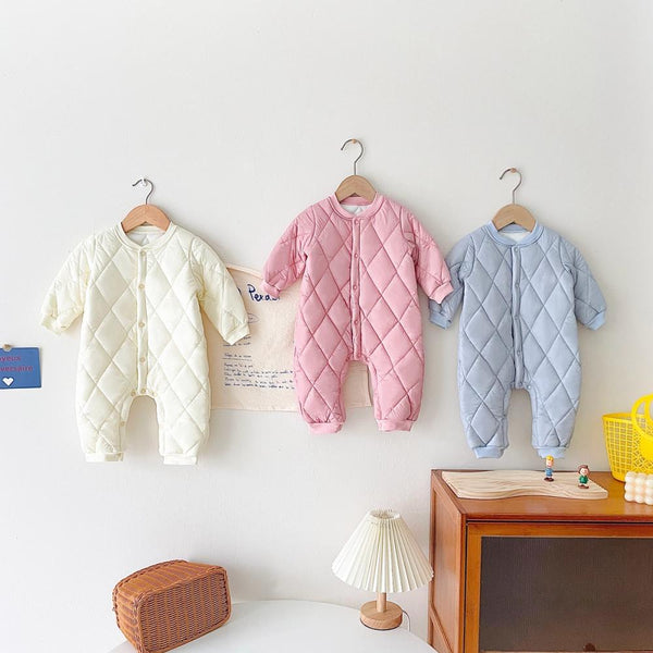 Winter baby warm solid color long sleeved jumpsuit Baby Wholesale Clothes