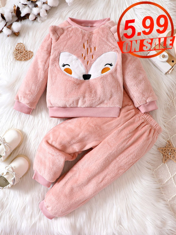 No Profit On Sale Autumn/Winter Baby Cartoon Embroidery Pattern Long Sleeve 2-Piece Set Baby Wholesale Clothes