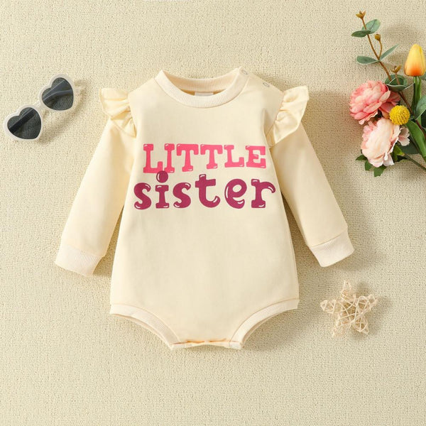 Spring Baby Girls Flying Sleeves Letter Printed jumpsuit Baby Wholesale Clothes