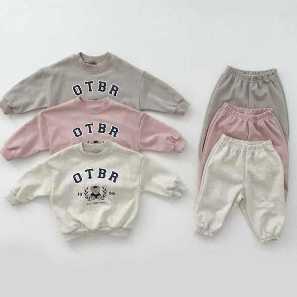 Autumn Children's Little Bear Letter Printed Cotton Sweater Long Sleeve Set Wholesale Baby Clothes