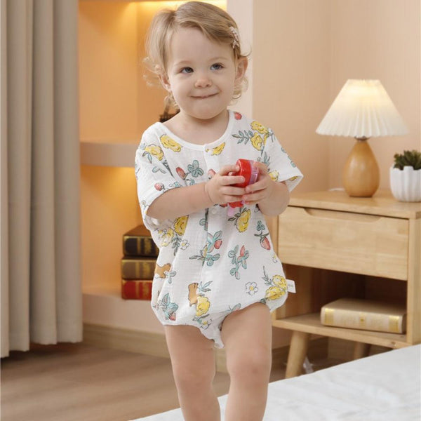 Babble fart baby A category A summer thin pure cotton gauze short -sleeved hacking men's and female baby conjoined clothes clothes Baby Wholesale Clothes