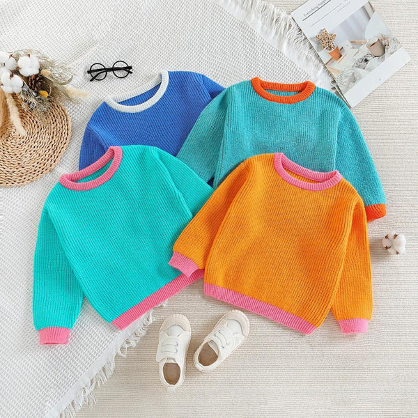 Autumn Baby Sweater Children's Round Neck Knit Top Wholesale Kids Clothing