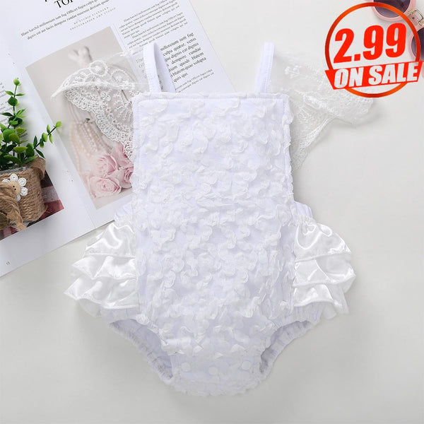 No Profit On Sale Girls' summer lace fly sleeved romper triangle jumpsuit Baby Wholesale Clothes