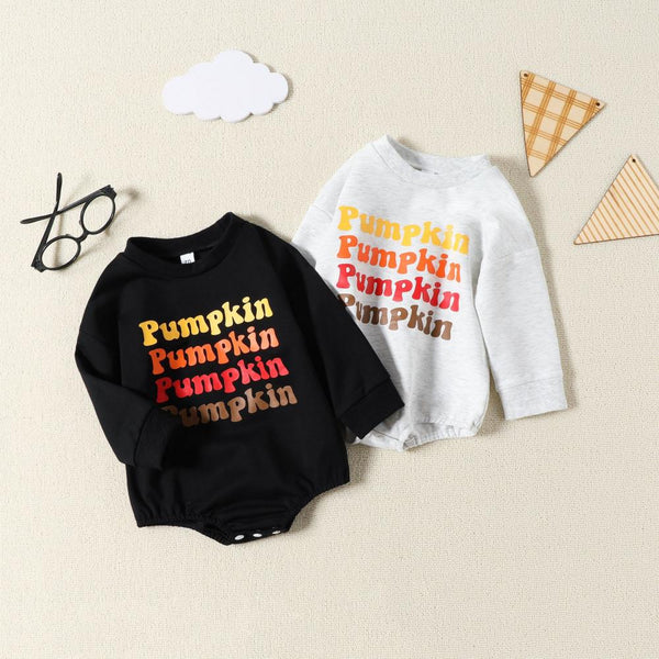 Halloween Baby Letter Printed Cotton Sweater Newborn Long Sleeve Bodysuit Baby Wholesale Clothes
