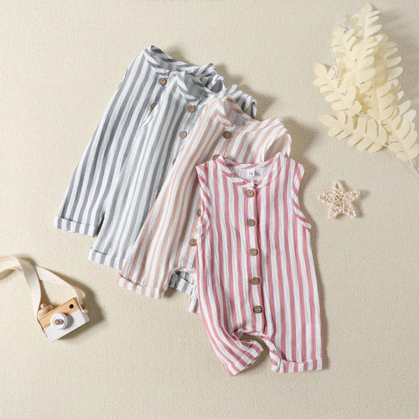 Summer Infant and Toddler Bodysuit Multi color Vertical Stripe Bodysuit Wholesale Baby Clothes