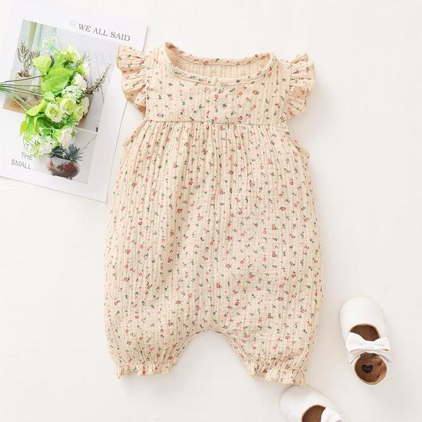 Baby girl small floral floral sleeve conjoined body Infant conjoined clothing Cheap Baby Clothes Wholesale