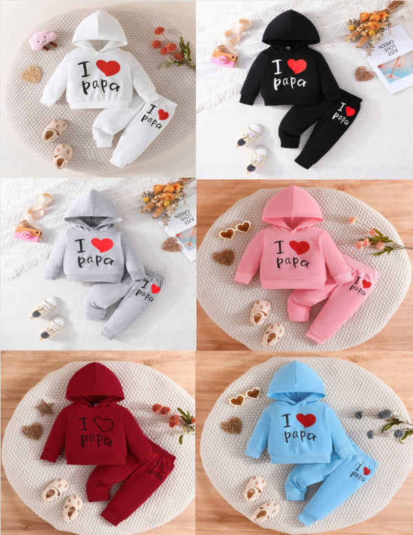 Infant and toddler love letter printed hoodie pullover+pants set Baby Wholesale Clothes
