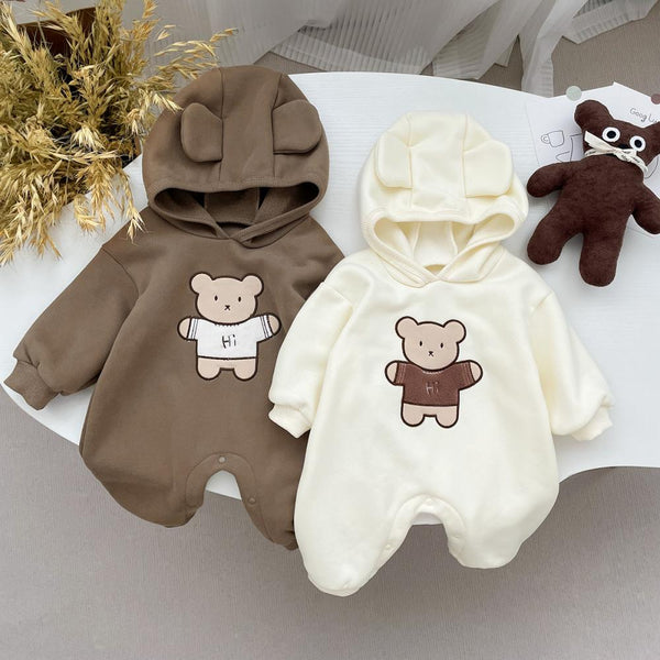 INS winter baby plush warm cartoon bear jumpsuit Baby Wholesale Clothes