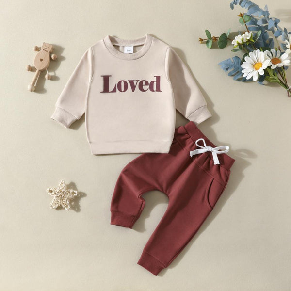 Spring and Autumn Baby Boys' Letter Printed Long Sleeve Sweaters & Pants Baby Wholesale Clothes