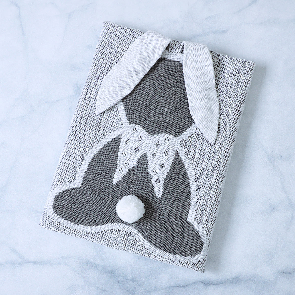Autumn And Winter Rabbit Printed Three-Dimensional Ear Solid Color Knitted Blanket Baby Blanket Wholesale