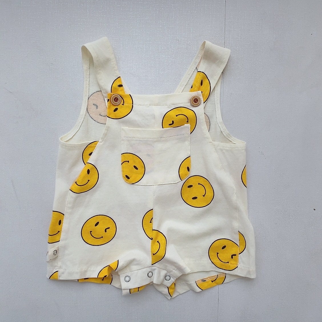 Children's Smiley Overalls Children's Clothing Baby Overalls Shorts Summer Thin Section Boys and Girls Baby Jumpsuits Summer Wholesale Baby Clothes