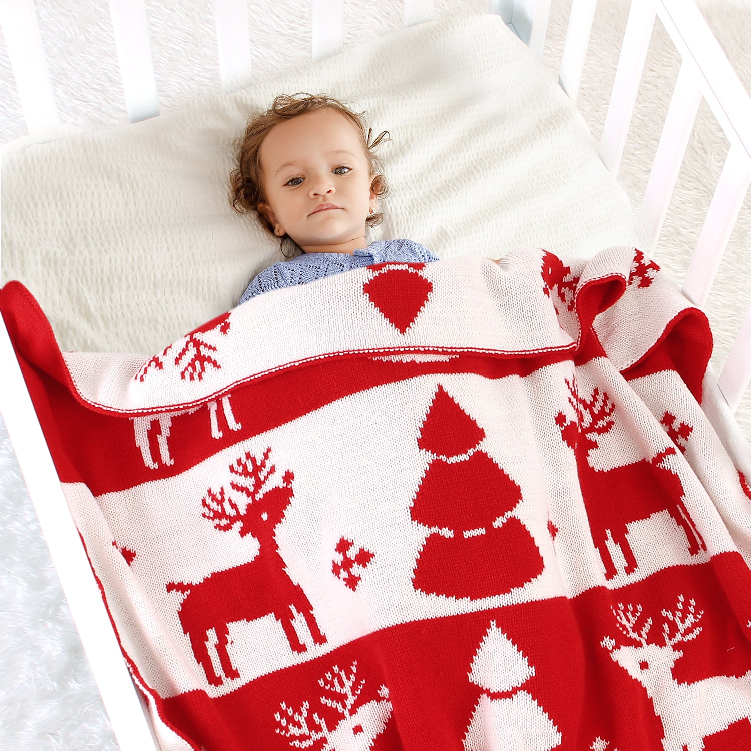 Autumn And Winter Christmas Style Pattern Knitted Blanket Wholesale Baby Blanket