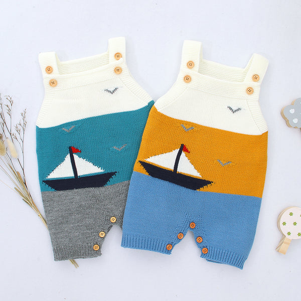 Baby Cartoon Boat Knitted Sling Romper Wholesale Baby