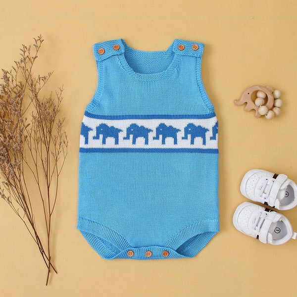 Baby Cartoon Elephant Knitted Sling Jumpsuit Baby Clothes Wholesale Distributors