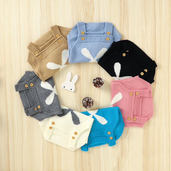 Boys And Girls Knitted Sweater Cute Cartoon Bunny Easter Bag Fart Romper Wholesale Baby Clothes