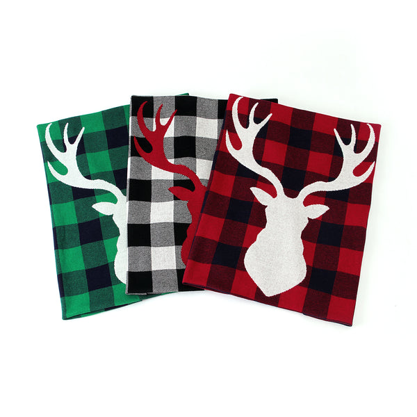 Christmas Elk Plaid Blanket Children'S Knitted Air Conditioning Blanket Baby Clothes Wholesale Distributors
