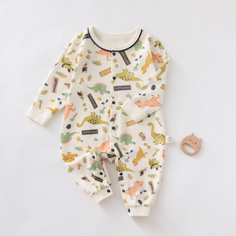 Baby One-Piece Clothes Spring and Summer Newborn Long-Sleeved Pajamas Cotton Rompers Wholesale Baby Clothes