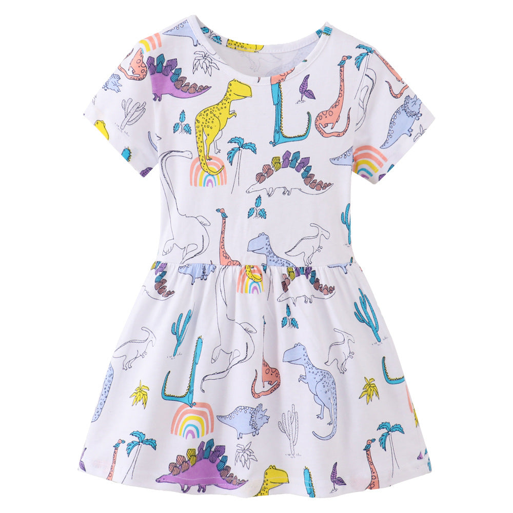 Toddler Girls Dress Summer Princess Dress  Cartoon Printed 2-7 Years Old Wholesale Kids Clothing