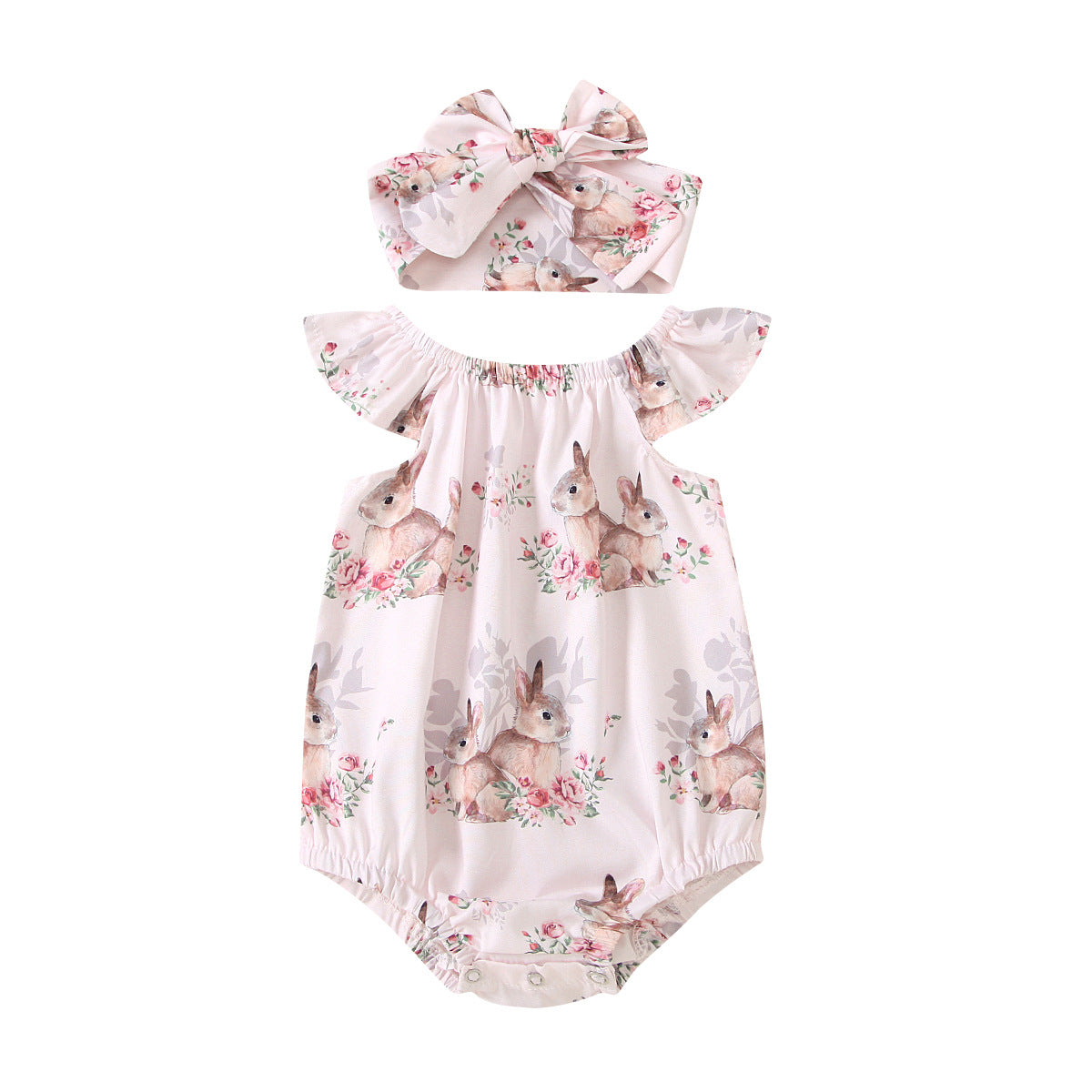 Baby Girls 1 One-piece Garment Summer Sleeveless Bunny Easter Egg Printed Wholesale Baby Boutique Clothing