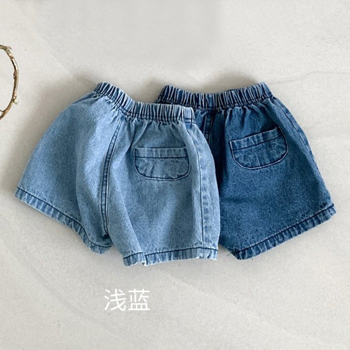 Baby Unisex Summer Shorts Korean Version Shorts Pocket Denim Baby Bloomers Wholesale Baby Clothes