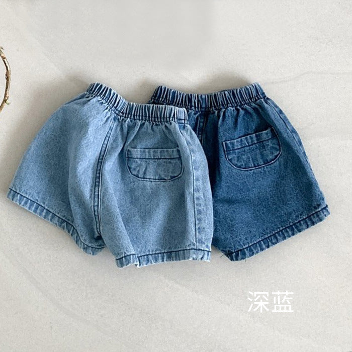 Baby Unisex Summer Shorts Korean Version Shorts Pocket Denim Baby Bloomers Wholesale Baby Clothes