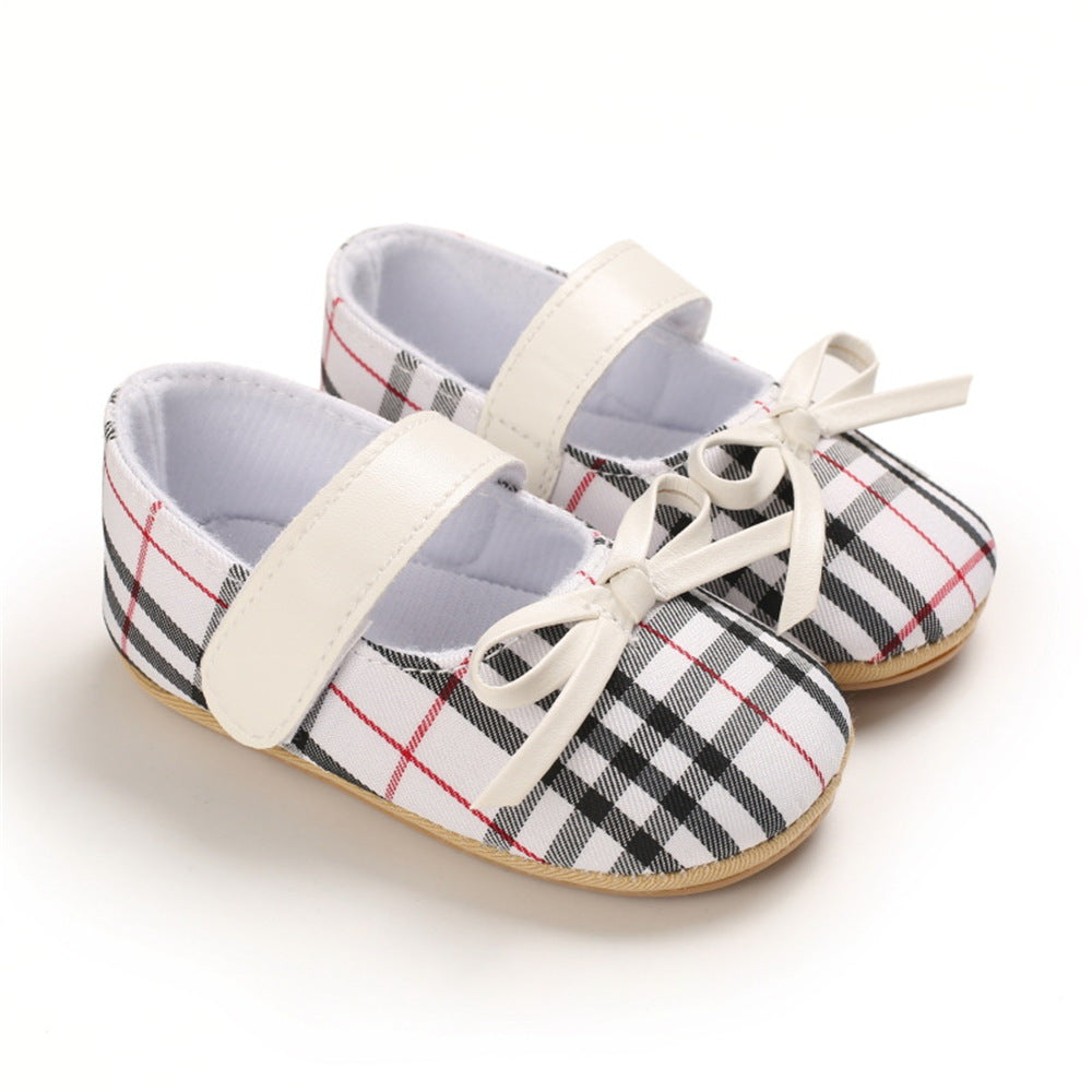 Baby Girls Plaid Bow Decor Magic Tape Shoes Wholesale Baby Shoes Suppliers