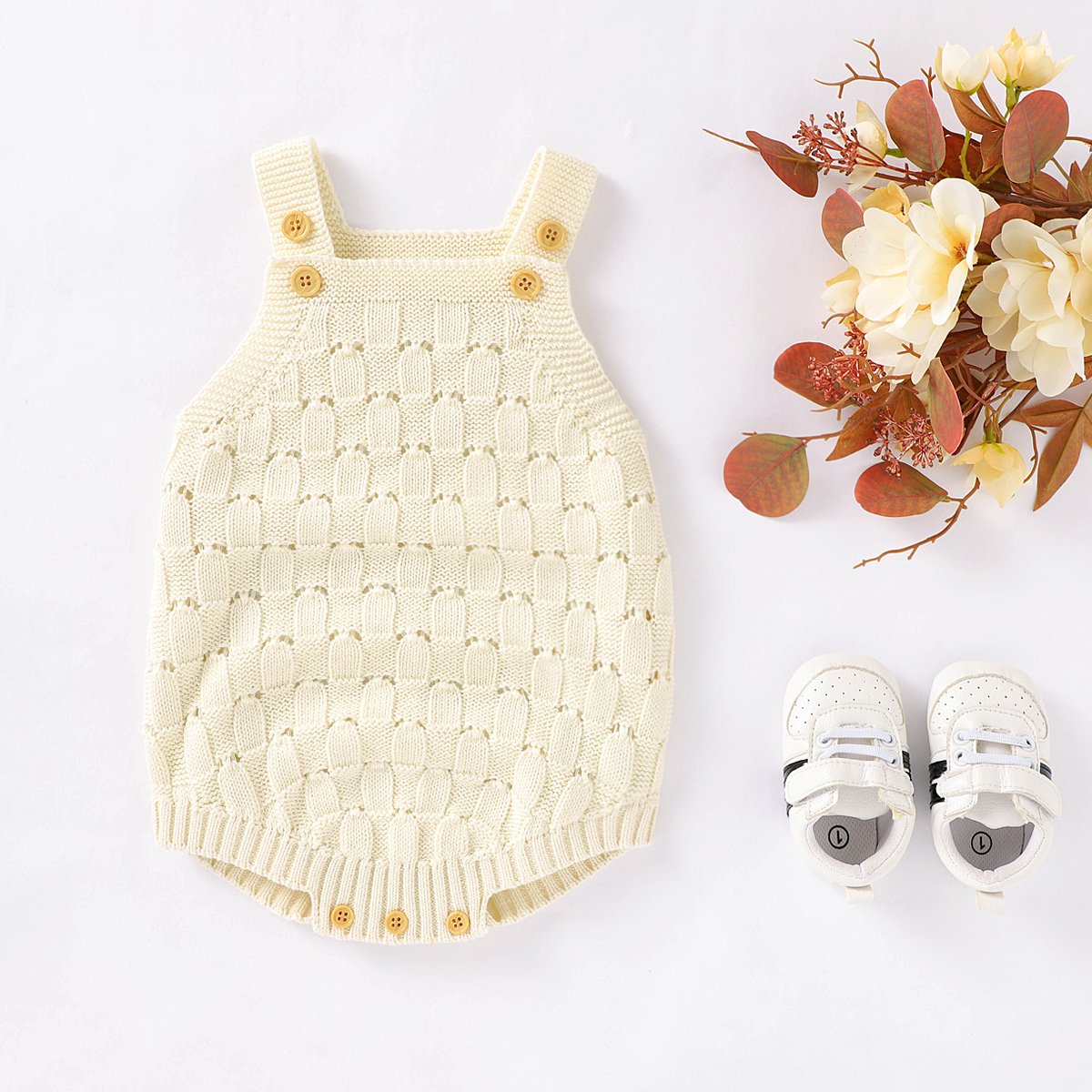 Baby Autumn And Winter Solid Color Suspender Knitted Jumpsuit Boutique Baby Clothes Wholesale
