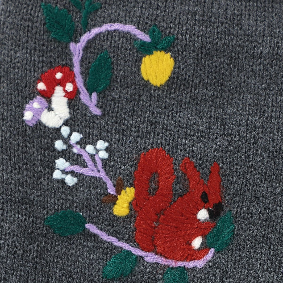 Baby Autumn And Winter Handmade Squirrel Embroidery Solid Color Knitted Jumpsuit Baby Clothing Cheap Wholesale