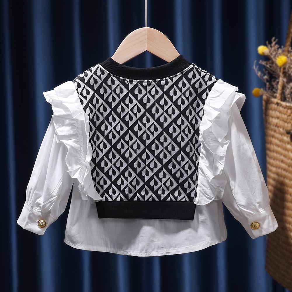 Girls Long Sleeve Patchwork Top Childrens Clothing Suppliers