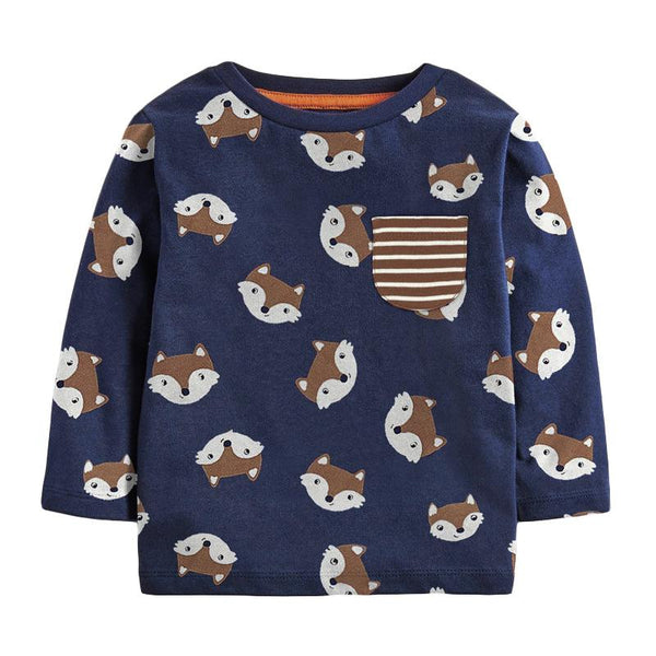 Boys Autumn Fox T-shirt Baby Boy Clothes Wholesale