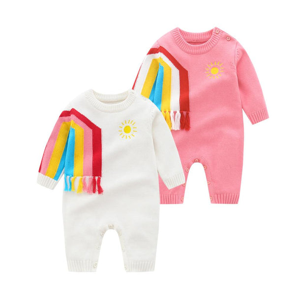 Newbron Baby Rainbow Color Romper Knitted Baby Clothing Wholesale Distributors