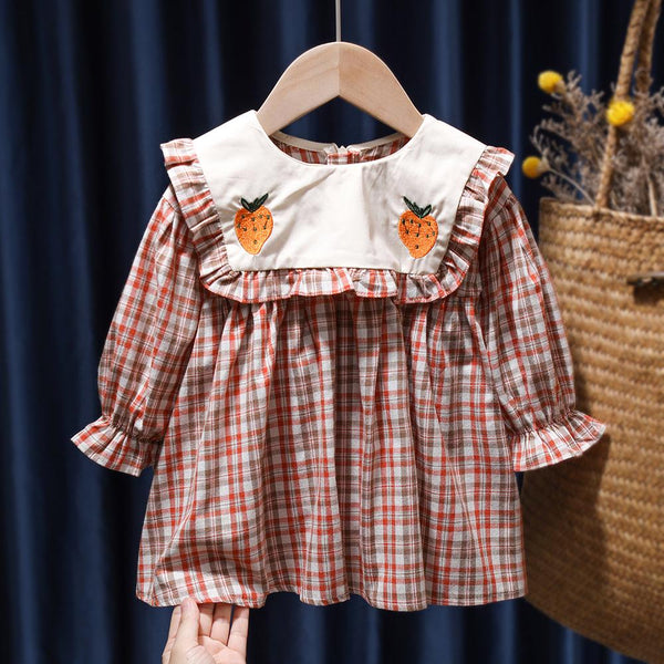 Girls Autumn Plaid Dress Childrens Clothing Suppliers