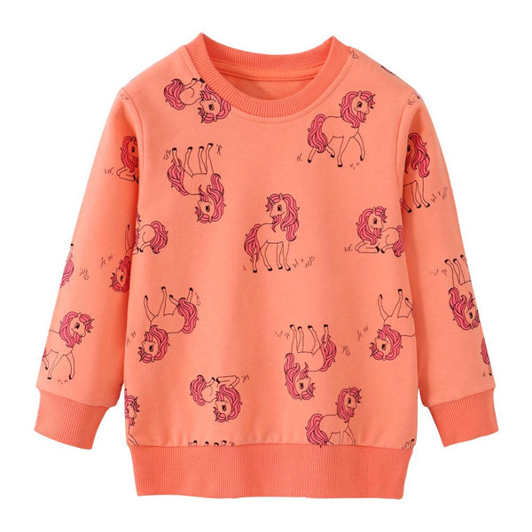 Girls Autumn Orange Unicorn T-shirt Wholesale Girl Clothing