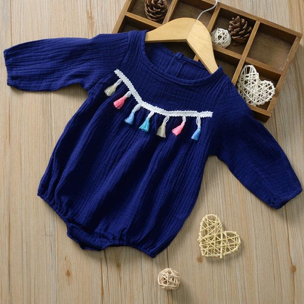 Baby Triangle Romper Color Tassel Characteristic Romper Long-Sleeved Shirt Baby Autumn Wholesale Baby Clothes