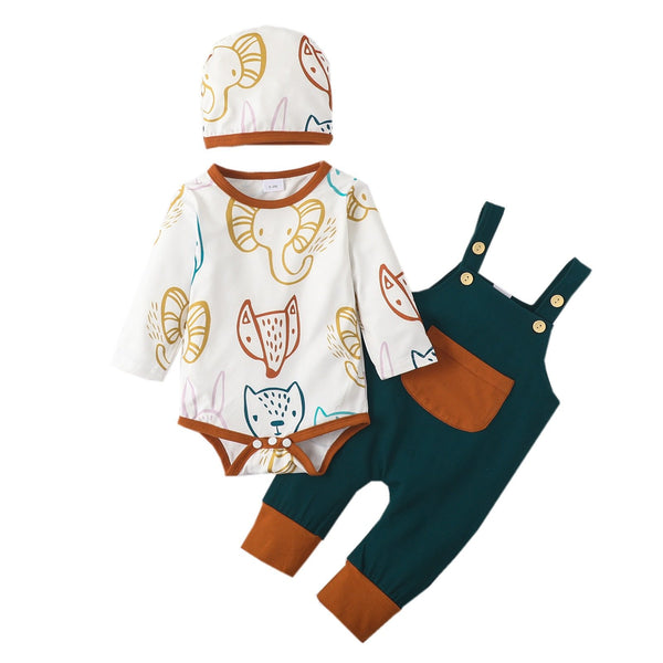 Newborn Baby Boy Cartoon Romper Pants Hat Set Where To Buy Baby Clothes In Bulk