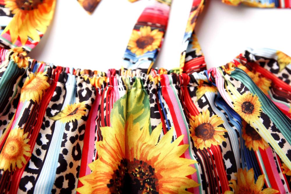 Toddler Girls Summer Sunflower Print Fashion Comfortable Jumpsuit Wholesale Kids Clothing USA