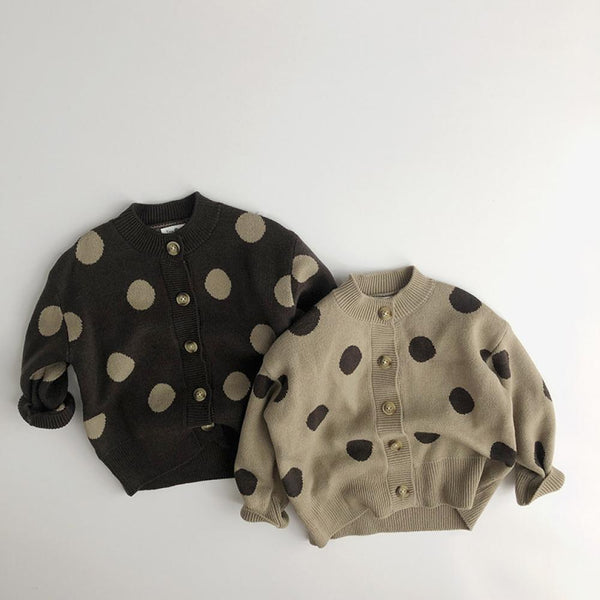 Children's Cardigan Sweater Polka Dot Long Sleeve Jacket Wholesale Kids Clothes