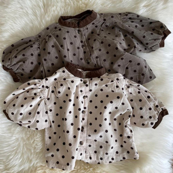 Baby Polka Doll Shirt Baby Autumn Long Sleeve Contrast Color Top Wholesale Baby Clothes