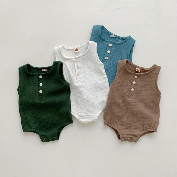 Summer New Baby Sleeveless Solid Color Romper Wholesale Baby Clothes